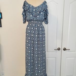 Cold Shoulder Maxi Dress with Ruffle